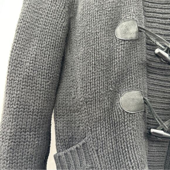 Theory Wool Cashmere Rabbit‎ Fur Black Knit Toggle Front Sweater Cardigan Sz XS - Picture 6 of 10